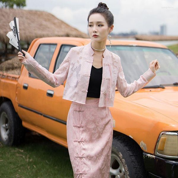 Этническая одежда 2023 Стиль в стиле Tang Женщины женские китайцы улучшены Hanfu Cheongsam платье национальный набор