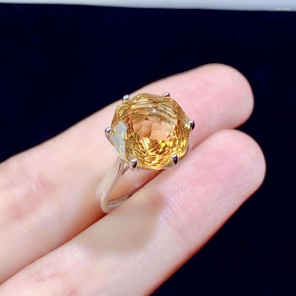 Küme halkaları doğal topaz sterling gümüş 925 Tasarlanan Kadınlar Nişan Basit Atmosferik Yüzük Takı Çantası Mail Gem Orijinal Butik