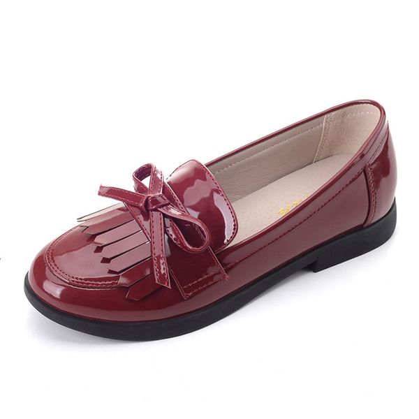 Sneakers Red Black Schulschuhe für Mädchen Kinder Oxford Leder Frühling Herbst Kinder elegante Absätze süße Lolita Schuhmädchen Kind 230811