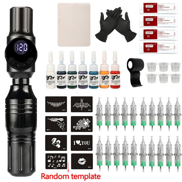 Tattoo Machine Professional Tattoo Kit Komplett Rotary Tattoo Machine Pen Set mit Patronennadelnzubehör Wireless 1500mAh Netzteil 230811