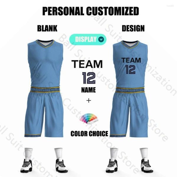 Set di basket da maschi da uomo per uomini Nome della squadra personalizzato Nome squadra Sublimazione completa Shorts Stampato a secco rapidamente unisex