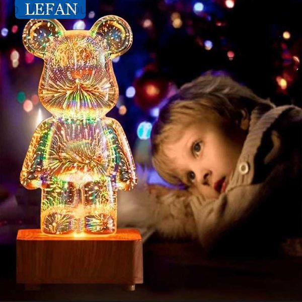 3D RGB Fireworks Bear vidro LED LED LAMP
