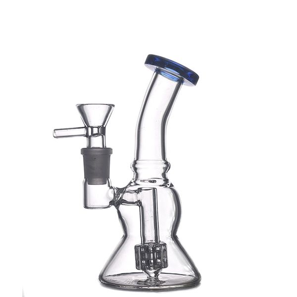 Tragbare Glas Becher Bong Shisha Water Pipes Matrix Perc Heady Dab Rigs Chicha einzigartige Aschefänger Bongs Rauchrohr mit 14 mm männlicher Glasölbrennerrohr 2pcs