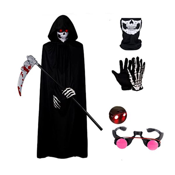 Maschere da festa Halloween Costume spaventoso Costume Grim Reaper Costume per ragazzi COSTUME CON ILL'ACCHITÀ ROSSA BLOWING con guanti Maschera 230812