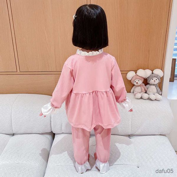 Pijãs de pijamas de garotas Pijama Big Bow Roupas infantis Pijamas de algodão de roupas de sono para anos para anos R230812