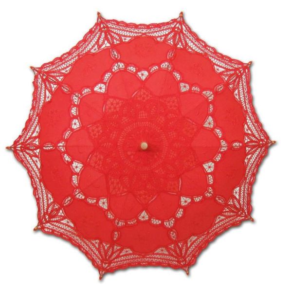 Parasol de algodão colorido Parasol Battenburg Lace Borderyer Umbrella Elegant Wedding Party Decoration Umbrella SN4205