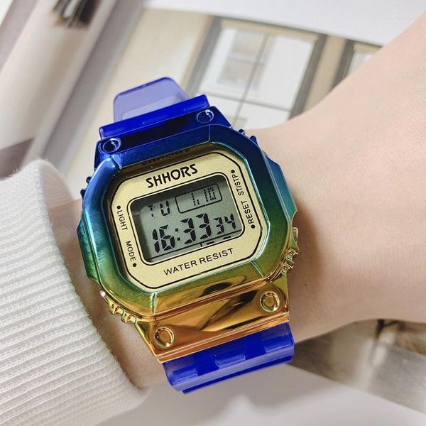 Relógios de moda esportiva à prova d'água de pulso Relógios eletrônicos luminosos para crianças cores de cores plásticas de alarmes multifuncionais do campus