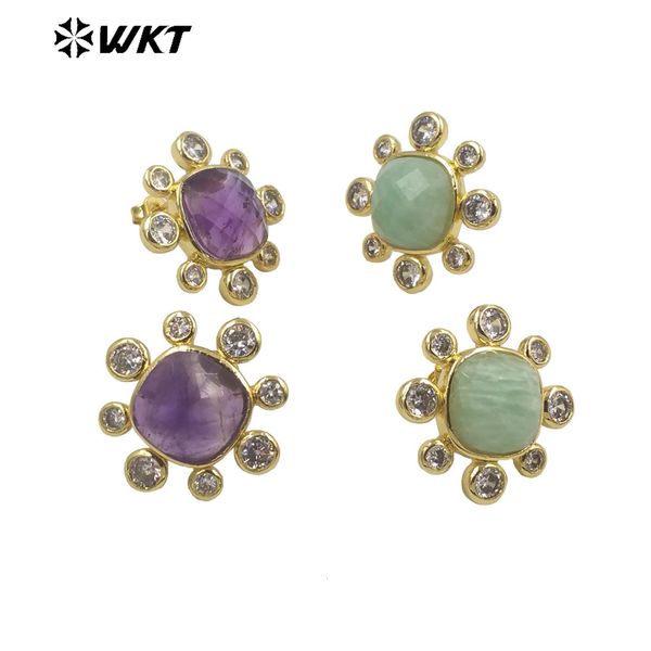 Stud WT-ME091 WKT Girl Girl Orecchini in stile Orecchini zirconi cubi Gem Naturale Orecchini Design Simple Accessori 230811