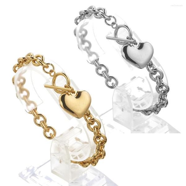 Bracelets de charme Pulseira personalizada para mulheres coração personalizado 7inch-11 polegadas Valores ajustáveis ​​de aço inoxidável Feminino Presente de jóias