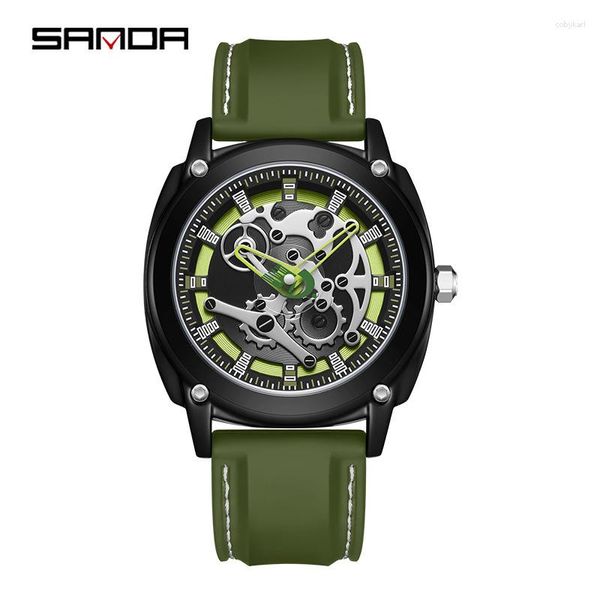 Armbanduhr Fashion Sanda 3235 Top Brand Design Reloj für Männer weiche Silikongurt 50 m wasserdicht japanische Quarz Bewegung Handgelenk Uhr Uhr