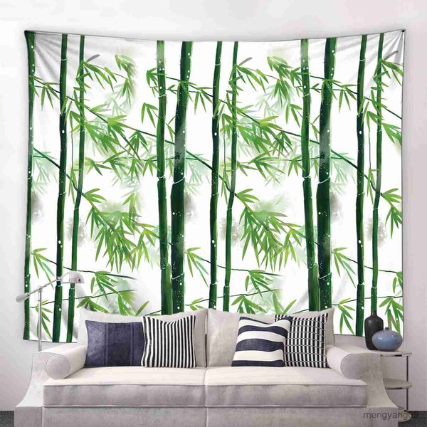 Tapestres estudam cenário caseiro cenário pendurado cenário cobertor verde de tapeçaria de bambu verde cenário pastoral de estilo chinês r230812