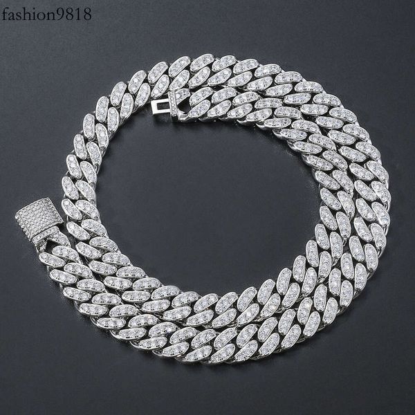 Pass Pass Diamond Test VVS Moissanite Diamond Cuban Link Chain 12mm Hip Hop Necklace Gioielli da uomo