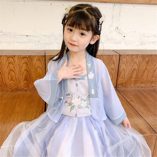 Abito di abbigliamento etnico ragazza 2023 costume estiva Hanfu bambini piccoli performance in stile cinese po Qipao