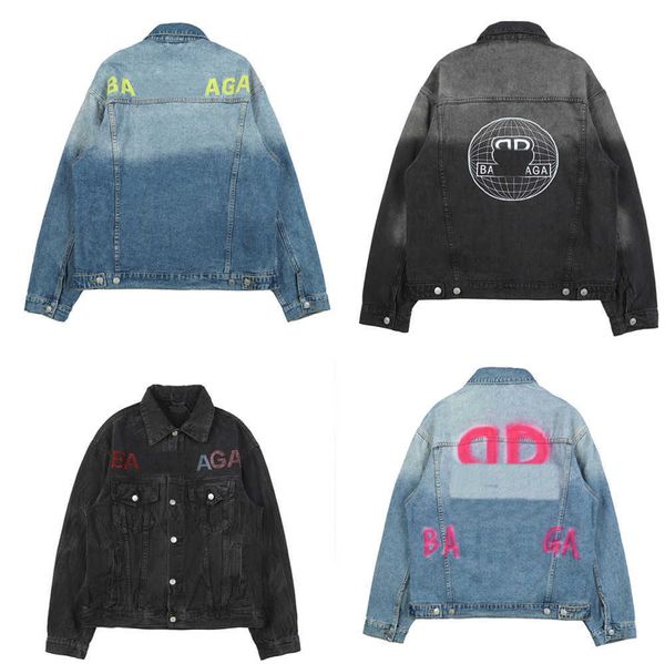 Парижские дизайнерские женские мужские куртки классические вышитые буквы Печать красочная горячая плитка отражающая джинсовая топ