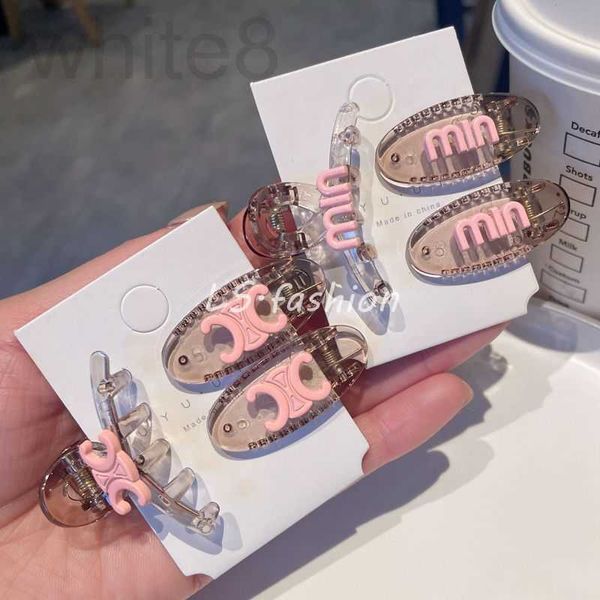 Haarklammern Barrettes Designer Iced Tee Kaffee Farbe kleine Clipbuchstaben Entenmund vorne gebrochenes Netz rotes Knall Haarnadel einfacher Grip Cxn1