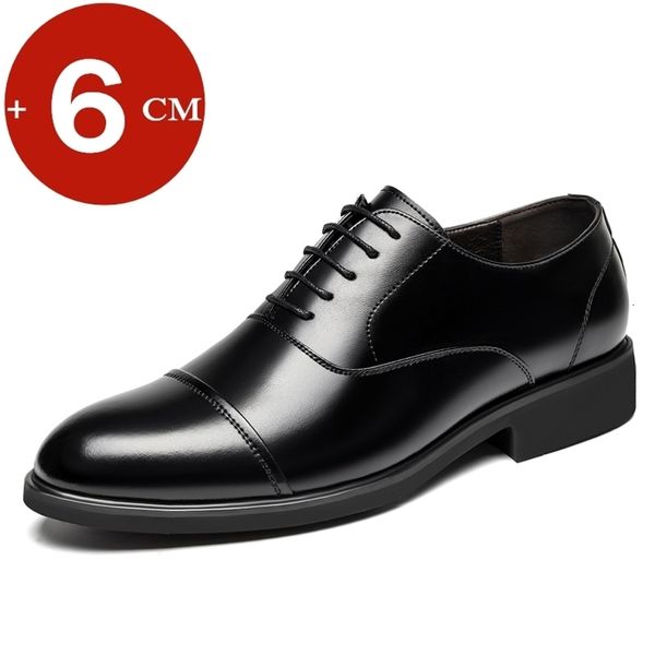 Elbise ayakkabıları erkekler 37-46 erkekler düz / 6cm yükselen asansör ayakkabıları iş resmi deri ayakkabılar adam İngiliz gündelik düğün takım ayakkabılar 230811