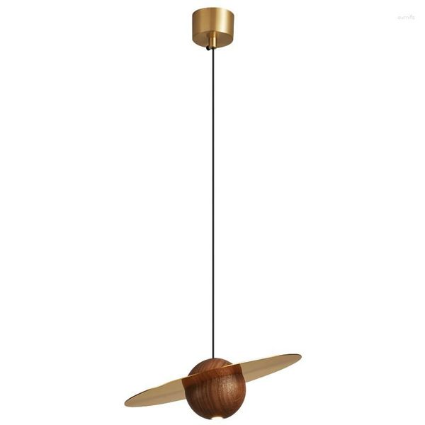 Wandlampe Walnuss Messing Fliegende Saucer Chandelier einfache kreative Designer Restaurant Bar Schlafzimmer Bettdecke