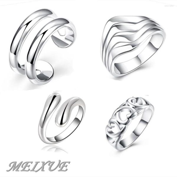 Ringos de cluster 925 Sterling Silver 4pc/set Fashion Charm Ring Ring Conjunto para mulheres vintage boho knuckle fester wedding girl jóias