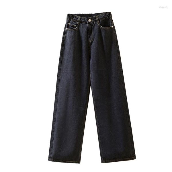 Frauen Jeans schwarze weibliche y2k breite Beinhose hohe Taille Japanische Mode Harem Denim Hosen Blau Jean Pantalon groß
