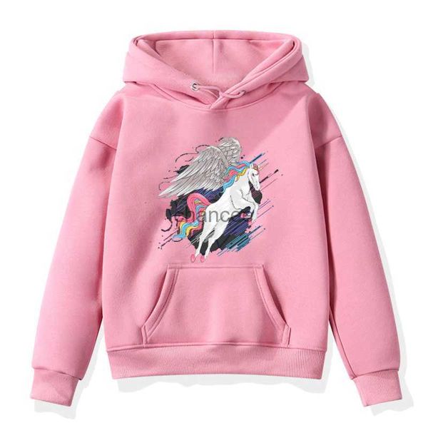 Maglione unicorno maglione di moda per bambini per bambini ragazze felpa con cappuccio casual con cappuccio per bambini con cappuccio a maniche lunghe inverno hkd230725