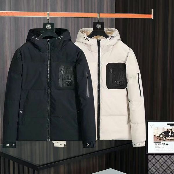 Autunno Inverno 2023 Piumino da uomo Parka Piumino d'anatra bianco Zip Giubbotti Tasche con cappuccio Cappotti slim da uomo YRF23005 indumento