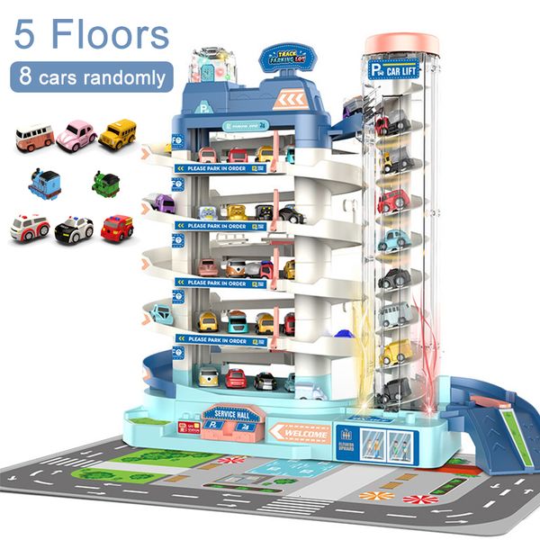 Dascast Model Electric Track Parking Building Car Toy Racing Rail Rail Car Brack Gleis Spielzeug für Kinder Geschenke mechanische Abenteuer Brain Tischspiel 230811