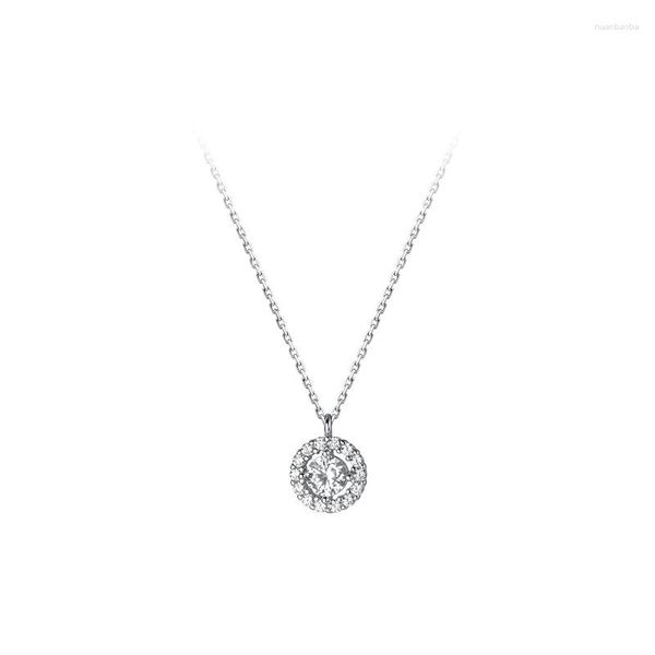 Ketten Austyn Mode Sterling Silber Runde Anhänger Diamant Halskette Schlüsselbein Kette Frauen Schmuck für Hochzeitsgeschenk