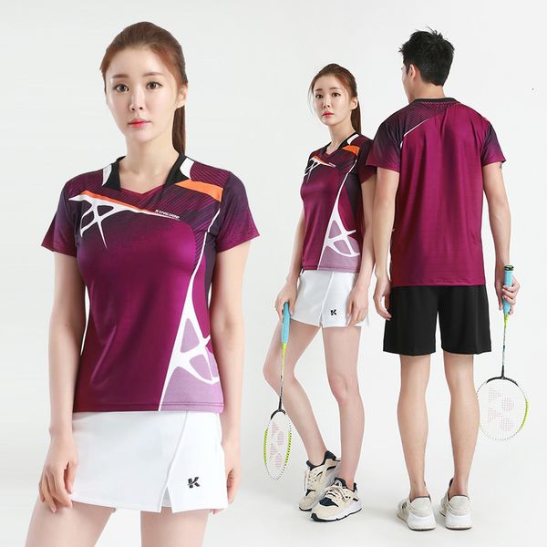 Açık tişörtler Kore spor gömlek takım elbise badminton gömlek kadınlar masa tenis spor giyim kısa kollu tişört tenis etek eğitimi 230811