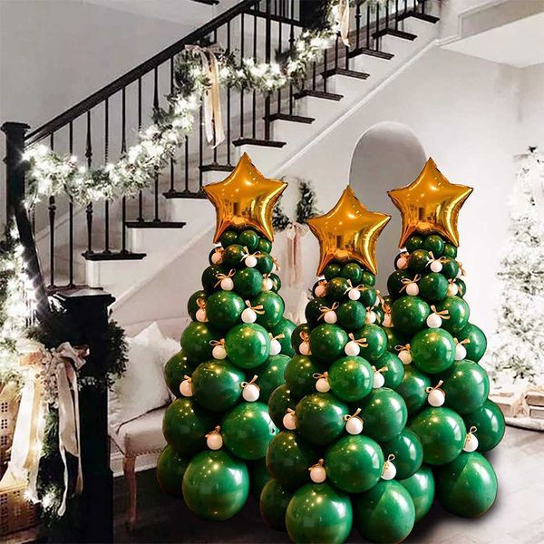 Dekorasyon 96pcs Noel ağacı şekli balon kulesi Balon ile Balon ile Mutlu Noel Dekorasyonları Çocuk Noel Diy Hediye Tedarik
