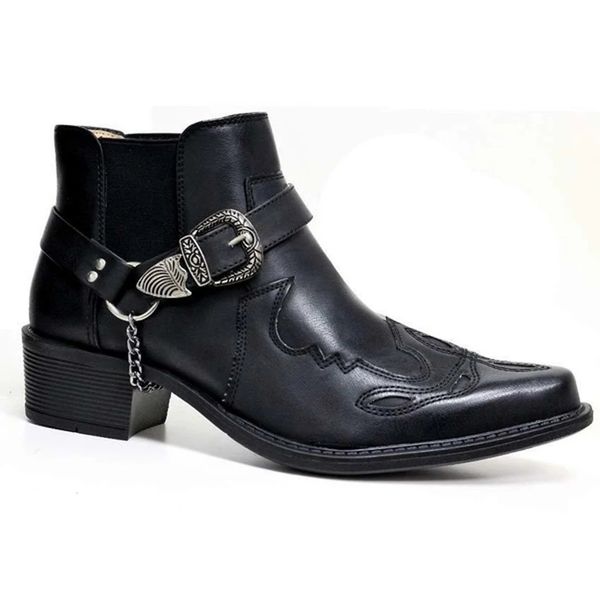 Stiefel Herren Vintage Cowboy Lederschnalle Gurt Punk -Knöchelstiefel Spitz Zeh Motorrad Buty Do Kostki Sepatu Pria M812 230811