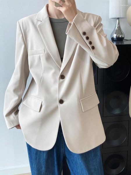 Campioni da donna Elegante giacca per abbottonatura diagonale per donne-Spring/autunno in stile coreano in stile blazer a petto singolo senso del design