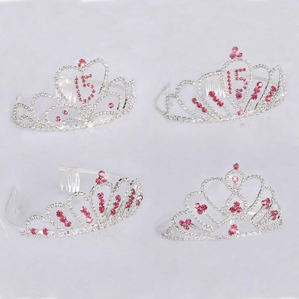 Haarclips süße Prinzessin Tiaras und Kronen Braut Hochzeit Kopfschmuck Mädchen Frauen Strasszubehör Schmuck Geburtstag 15 Jahre Party Party