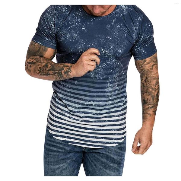 Мужские футболки Trange Sport футболка Mens Summer Slim Casual Print Pacted Patchwork с коротким рукавом Top Top Top Jogting Trabing 2023