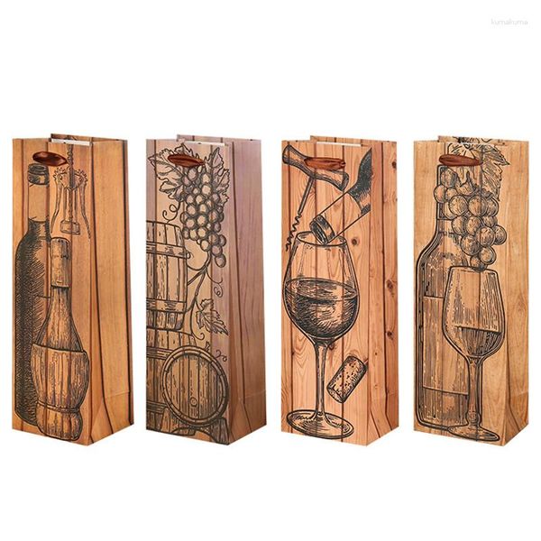 Geschenkverpackung 10pcs Holz Getreide Vintage Rotwein tragbar