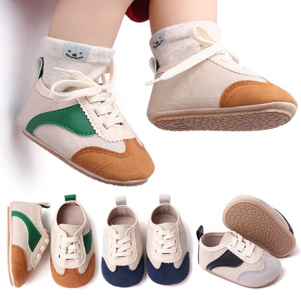 Erste Wanderer geborene Babyschuhe Junge Mädchen Klassischer Sport weicher PU -Leder Multicoly Casual Sneakers Weiße Taufe 230812