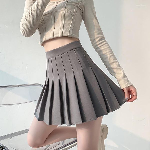 Юбки в корейском стиле мини -плиссированная юбка для школьников белые женщины 2023 Летняя одежда высокая талия Хараджуку