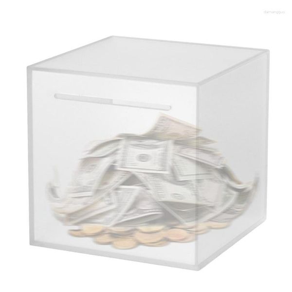 Bottiglie di stoccaggio Piggy Bank Dipingi la tua scatola di denaro per risparmio regalo in contanti e moneta non apribile salvataggio glassato acrilico