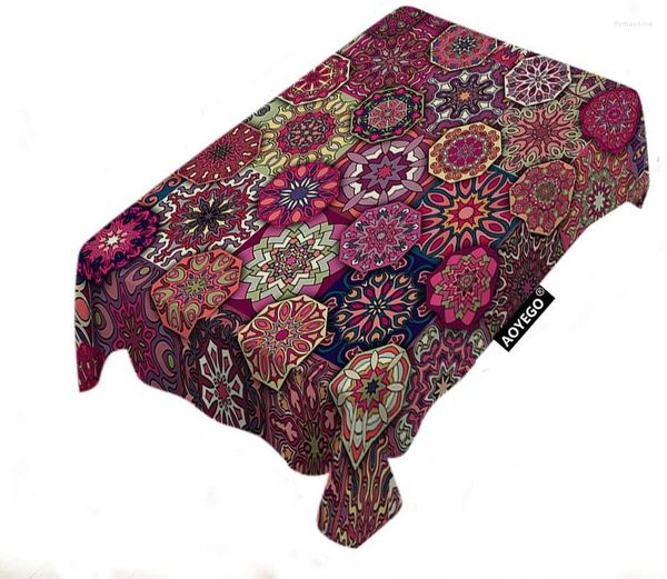 Tabela de mesa Círculo de círculo de tábua de toalha de mesa Floral quadrado redondo redondo boêmio Batik Dot Color para jantar de férias de cozinha El Restaurante