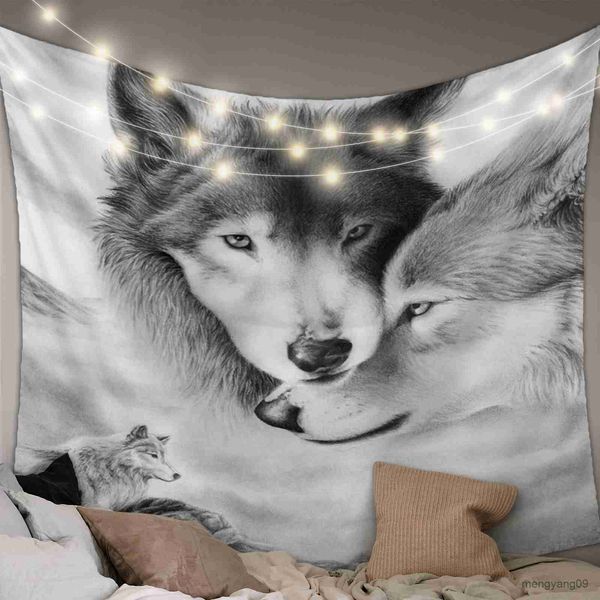 Wandteppiche Tiere Wolf Wand Wandtee Home Wanddekoration Wandtezimmer Schlafzimmer Wandtezimmer Wandhänge Picknick Matte Yoga Matte R230812