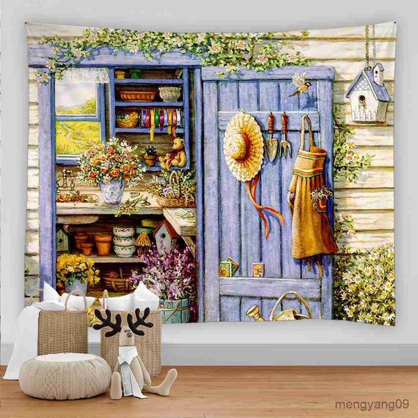 Arazzi dipinti paesaggistica cittadina muro di arazzi per la sala arte sospesa per casa casa decorazione del soggiorno r230812