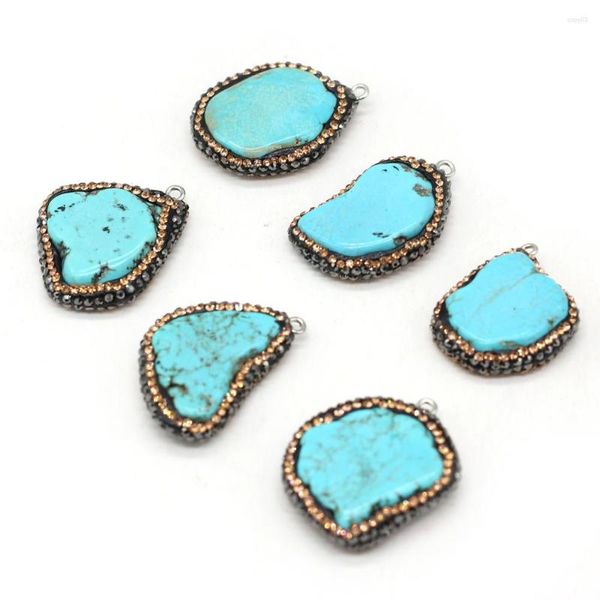 Collane a pendente all'ingrosso10pcs naturale in pietra semi-prezioso Turquoise a forma di irregolare artigianato che producono squisiti gioielli in collana