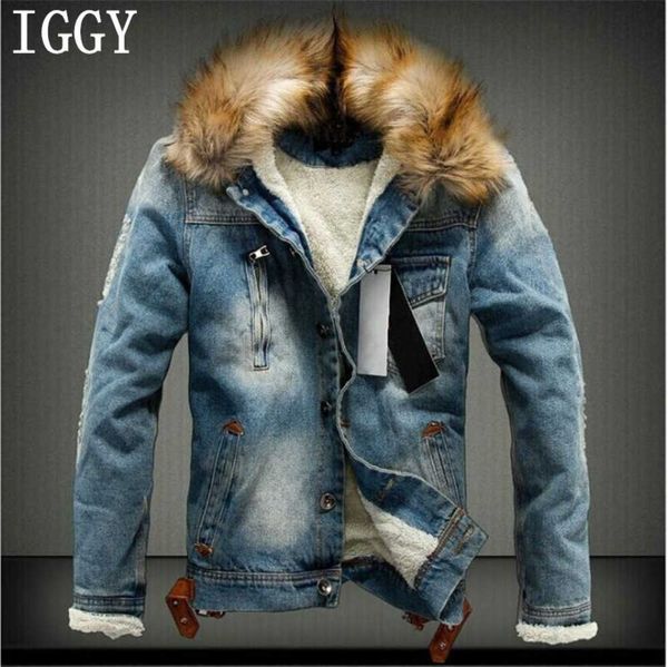 Männerjacke und Mantel Trendy warmes Fleece Denim Iggy Winter Mode Jean Outwear Männlicher Cowboy Plus Size 5xl