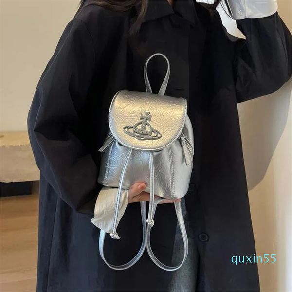 Bolsa de ombro de mulheres por atacado 4 cores Personalidade de rua Silver lazer de lazer Bolsa de couro de cor sólida Flip Small Flip