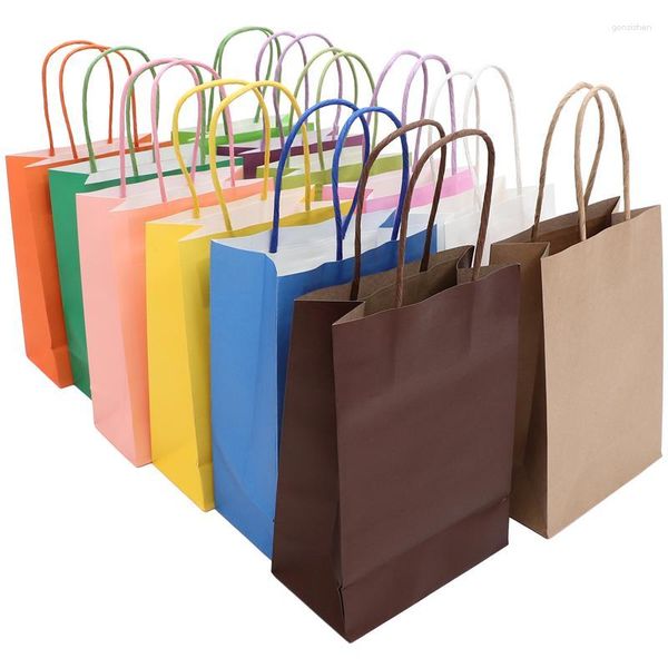 Borse da stoccaggio 12 pezzi colorati box regalo sacchetto di carta Kraft Candy Handhell ​​Casa Presente Colore casuale
