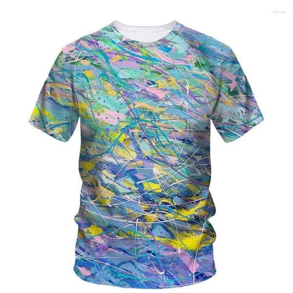 Camisetas masculinas Summer 3d Street Graffiti Camiseta redonda pescoço redonda de manga curta Top Casual Sports Hip Hop Harajuku confortável