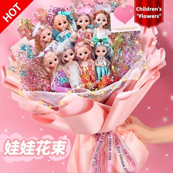 Dolls Princess Doll Doll Creative Bouquet Kawaii Modelo Modelo Girls Day's Christmas Surpresa Festival Crianças Presentes Toys 230811