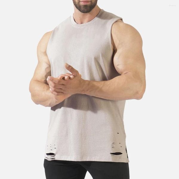 Magliette da uomo Summer gilette strappate senza maniche camicia da allenamento fitness t-shirt sciolto di pallacanestro traspirante da basket da basket da basket