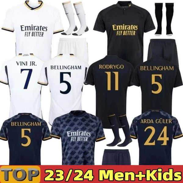 2023 Bellingham Fãs Jogador Jerseys Rodrgo Camiseta Jerseys Vini Jr Camavinga Tchouameni Camisa de futebol Kids Real Madrids Camiseta de Futbol