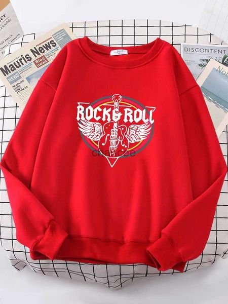 Rock Roll E-Gitarrendruckhuberkupplungen weiche Marke Pullover Thermal Mode Frauen Sweatshirt Übergroße O-Neck Frau Hoodie HKD230725