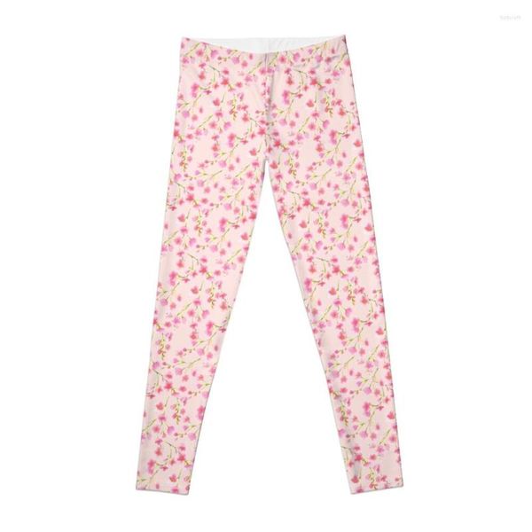 Calça ativa flores de cerejeira rosa calças de moletom para mulheres esportivas de moda esportiva